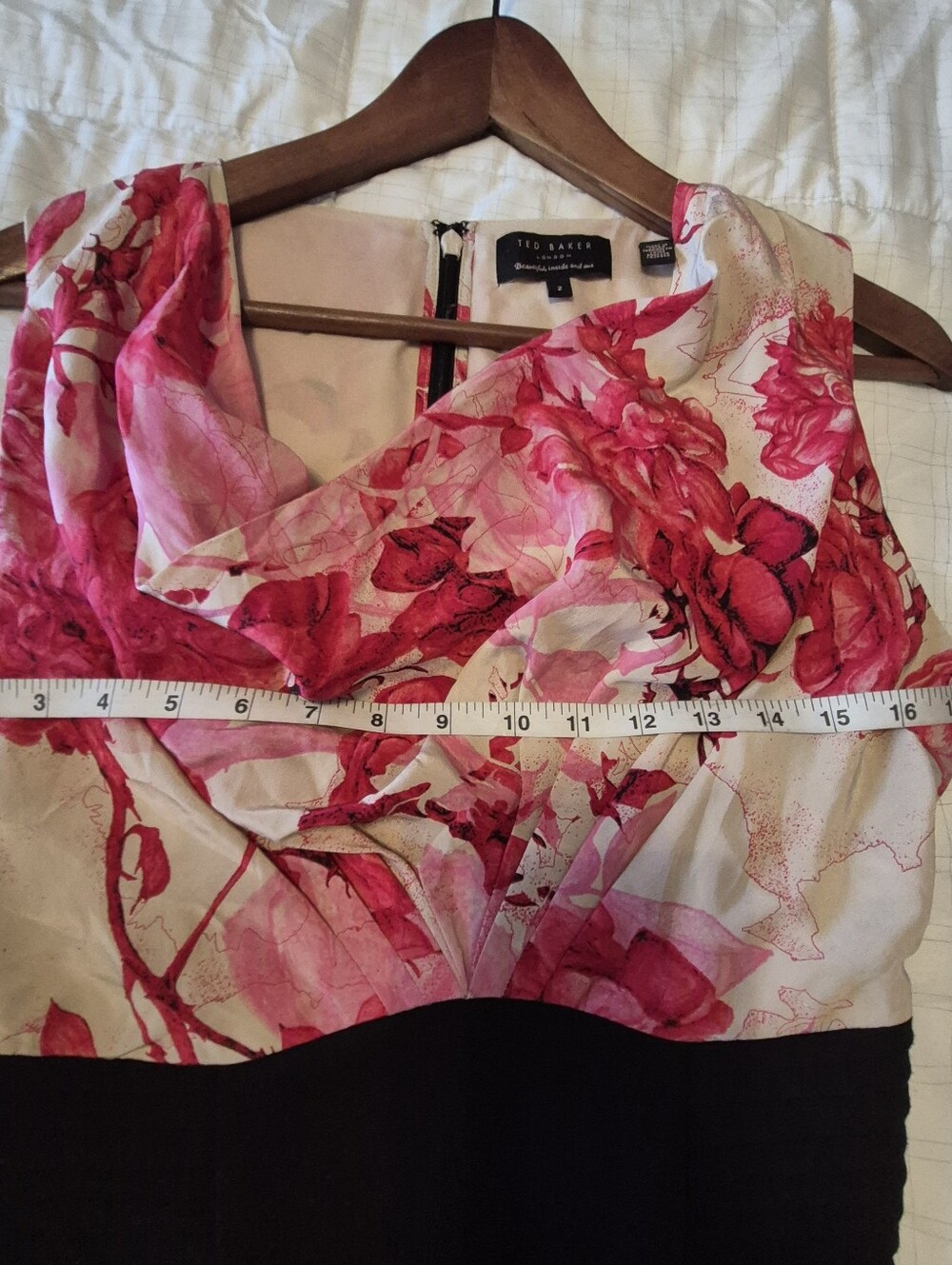 Ted Baker Dega Floral Roses Red Pink Dress - Picture 14 of 15